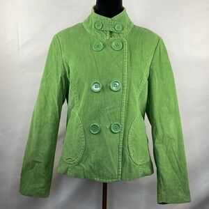 Vintage Y2K Big Chill Green Corduroy Jacket Pea Coat Size Large